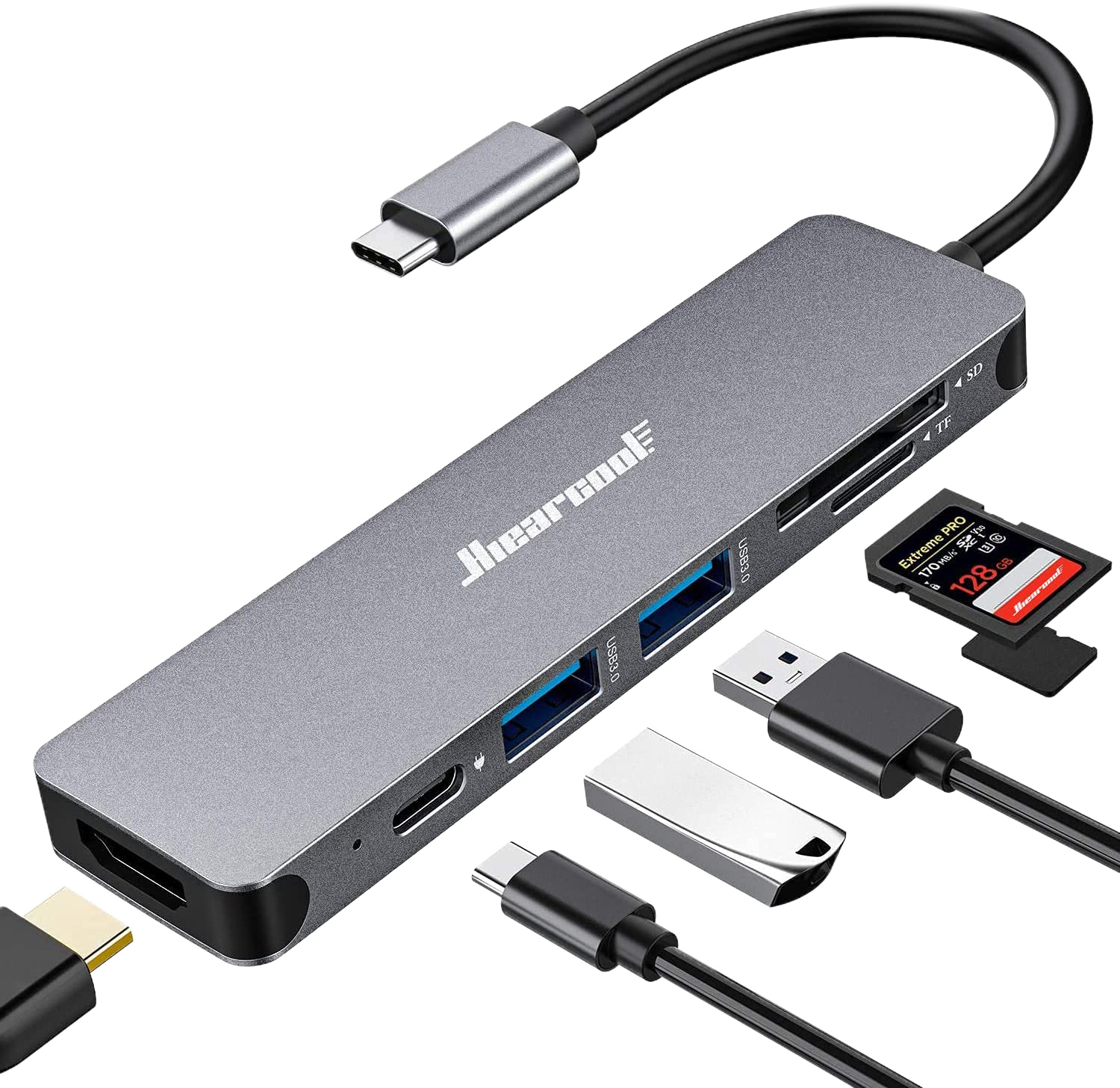 USB C Hub Multiport Adapter - 7 in 1 Dongle