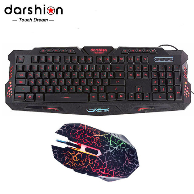Darshin Russian Keyboard Gaming with Crack Gaming Mouse