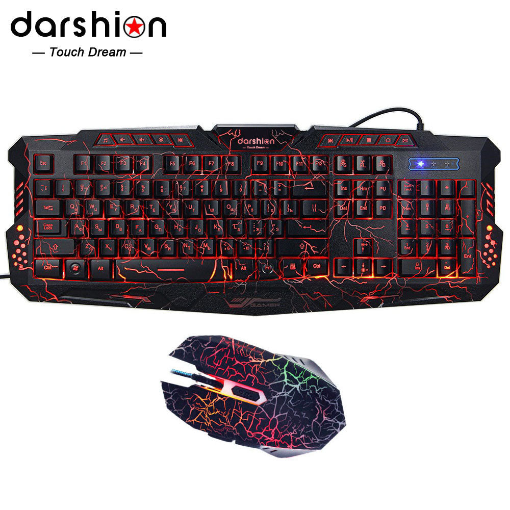 Darshin Russian Keyboard Gaming with Crack Gaming Mouse